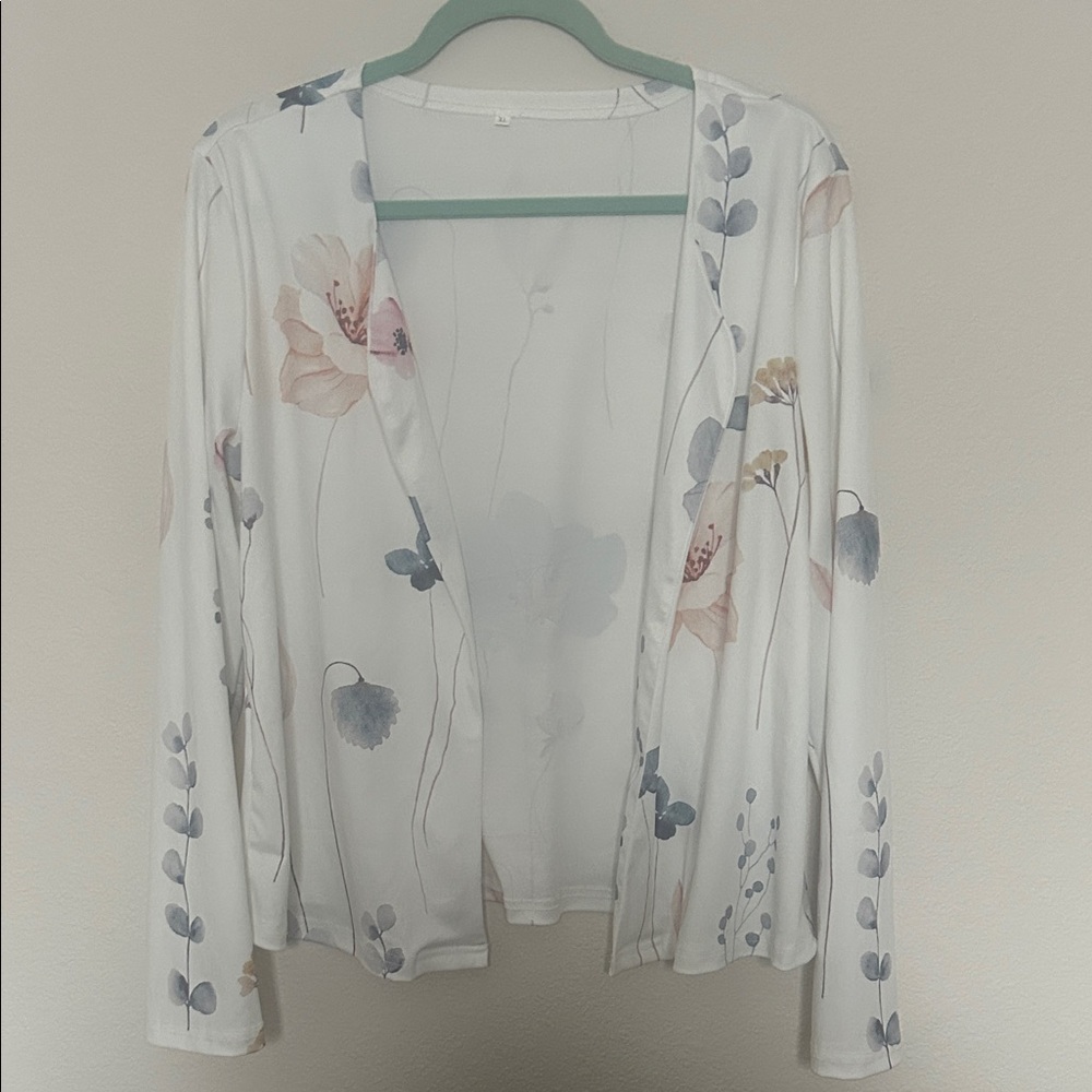 XL Floral Open-Front Cardigan